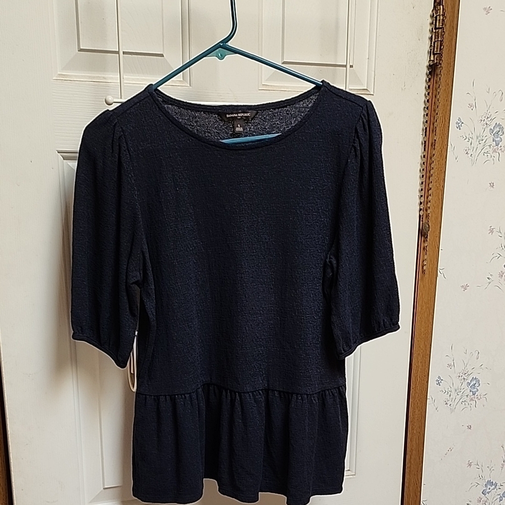 Banana Republic Blue Peplum 3/4 Sleeve Blouse